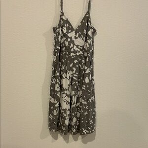 American Eagle Outfitters Gray and White Spaghetti Strap Dress